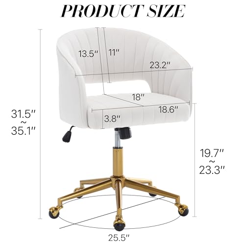 KCC Velvet Swivel Desk Chair with Gold Base - Image 3