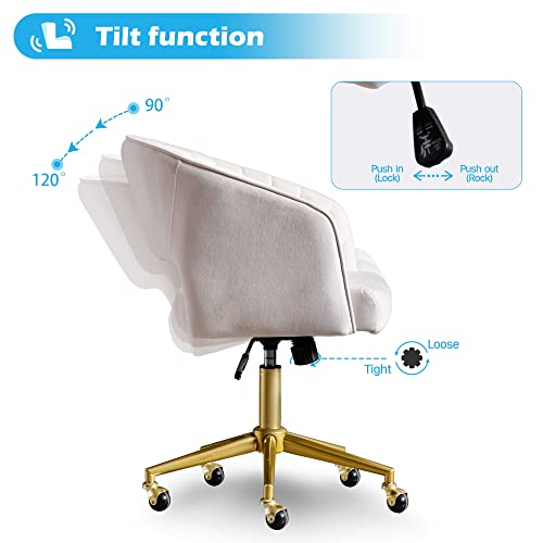 KCC Velvet Swivel Desk Chair with Gold Base - Image 5