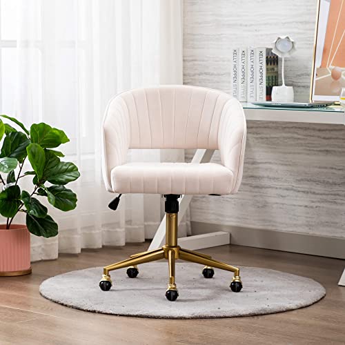 KCC Velvet Swivel Desk Chair with Gold Base - Image 2