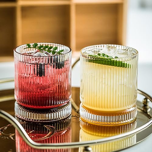 KEMORELA Ribbed Glass Cups, 13oz Vintage Glassware - Image 5