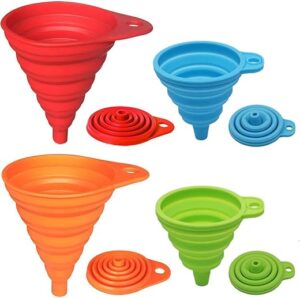 KongNai Kitchen Funnel Set, Foldable Silicone Funnels