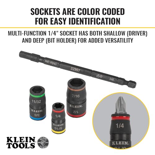 Klein Tools Impact Driver 32907, 7-in-1 SAE Socket Set - Image 3