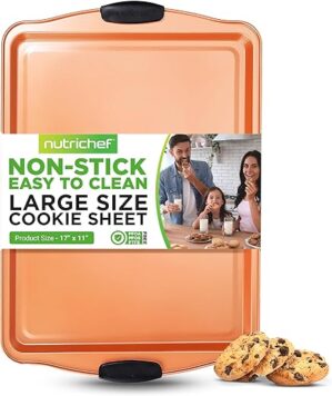NutriChef Large Nonstick Cookie Sheet, 17″ x 11