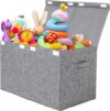 popoly Large Toy Box Chest With Lid (Linen Gray)