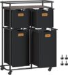 VASAGLE Laundry Basket With Wheels, Portable Cart