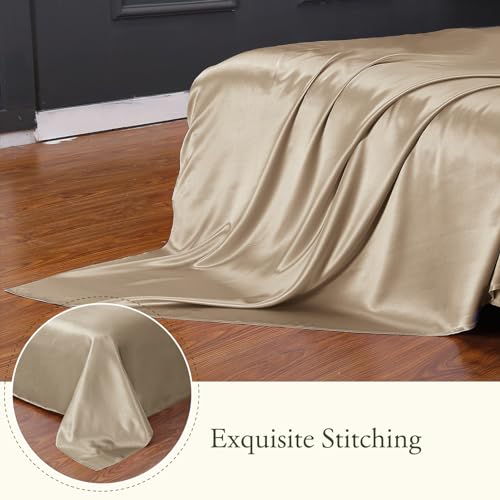 LilySilk 4PC Silk Fitted Sheet Set, Taupe - Image 5