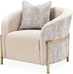 Michael Amini Lisbon Chenille Accent Chair - Opal/Gold