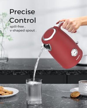 LONGDEEM Retro Electric Tea Kettle, 1.7L Stainless Steel