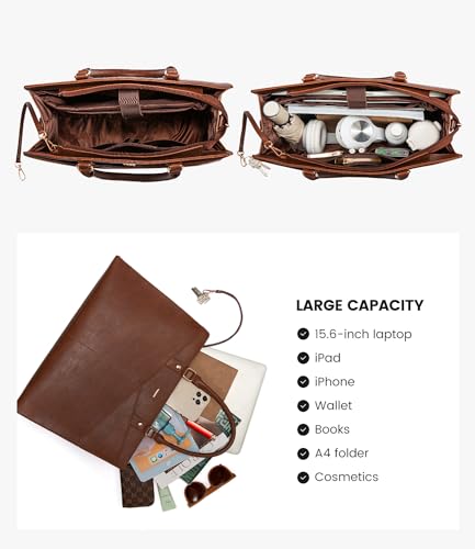 LOVEVOOK Laptop Tote Bag, Leather Business Briefcase - Image 5