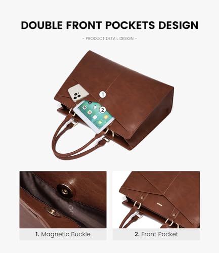 LOVEVOOK Laptop Tote Bag, Leather Business Briefcase - Image 2