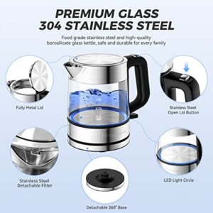 LUUKMONDE Electric Kettle, 1 Liter Glass Boiler