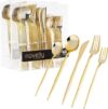 PLASTICPRO Luxury Gold Disposable Flatware Set 80 Count