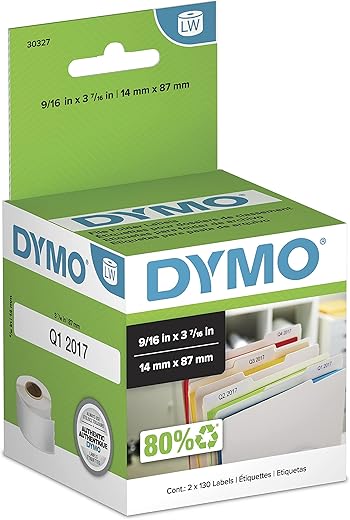 DYMO LW 1-Up File Folder Labels, White
