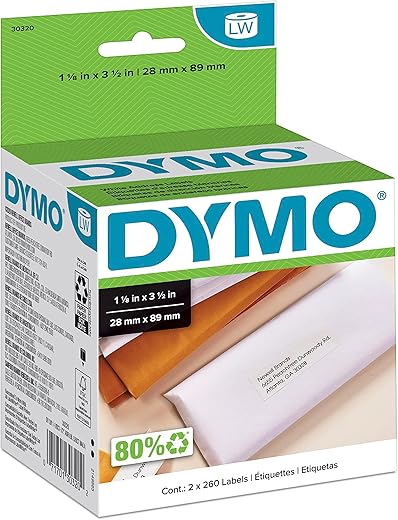 DYMO LW Mailing Address Labels, 1-1/8'' x 3-1/2''