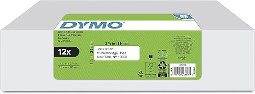 DYMO LW Mailing Address Labels, White, 12 Rolls