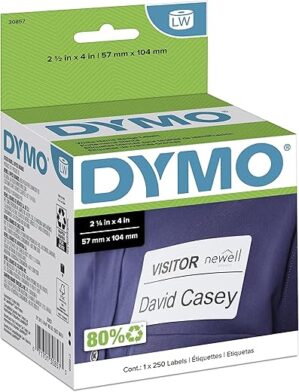 DYMO LW Name Badge Labels, White, 2-1/4" x 4