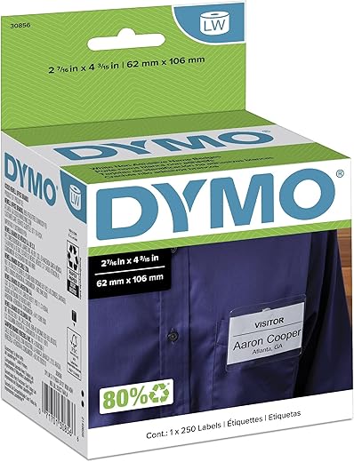 DYMO LW Non-Adhesive Name Badge Labels, 30856