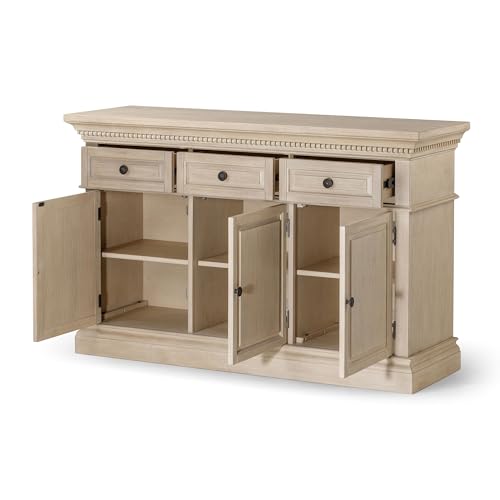 Maven Lane Theo Traditional Large Wooden Sideboard, Antiqued White Finish - Image 4