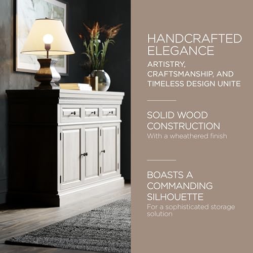Maven Lane Theo Traditional Large Wooden Sideboard, Antiqued White Finish - Image 5