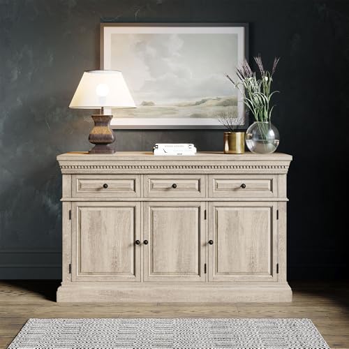 Maven Lane Theo Traditional Large Wooden Sideboard, Antiqued White Finish - Image 2