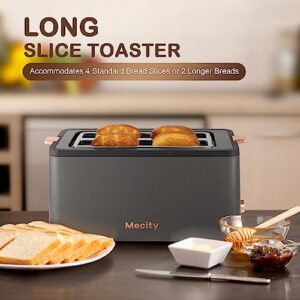 Mecity 4 Slice Long Slot Toaster With Warming Rack