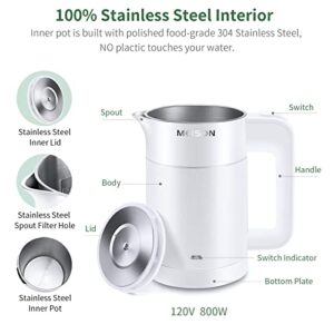 MEISON 0.6L Stainless Steel Electric Kettle, Portable