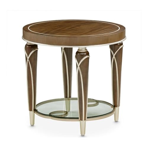 Michael Amini Villa Cherie Wood & Glass End Table - Image 3