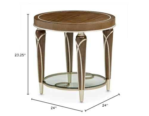 Michael Amini Villa Cherie Wood & Glass End Table - Image 2
