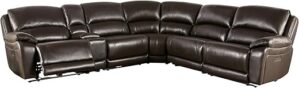 Furniture of America Minklet 127″ Leather Power Recline Sectional
