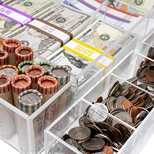Nadex Clear Acrylic Cash And Coins Tray - 8 Compartment Rack - Image 4