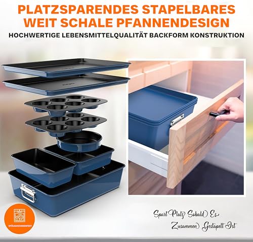 NutriChef 8-Piece Nonstick Stackable Bakeware Set - Image 5