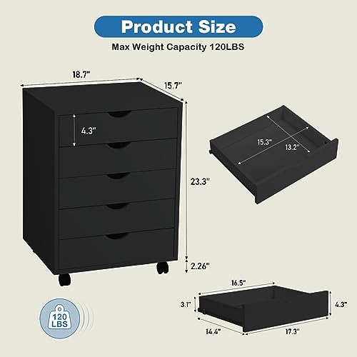 OLIXIS Chest Wood File Cabinet With Wheels - Image 3