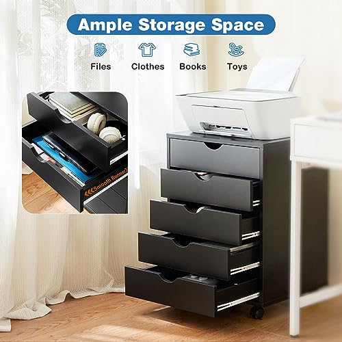 OLIXIS Chest Wood File Cabinet With Wheels - Image 4