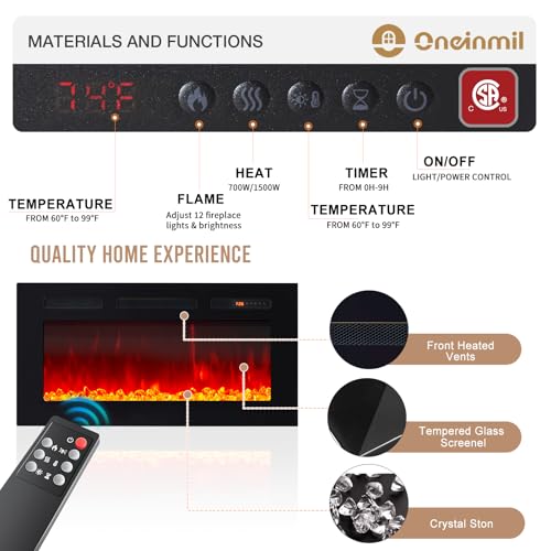 oneinmil Fireplace TV Stand With 36" Electric Fireplace - Image 5