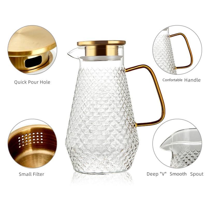 OTARTU Glass Pitcher, 50oz, With S.S. Lid - Image 2
