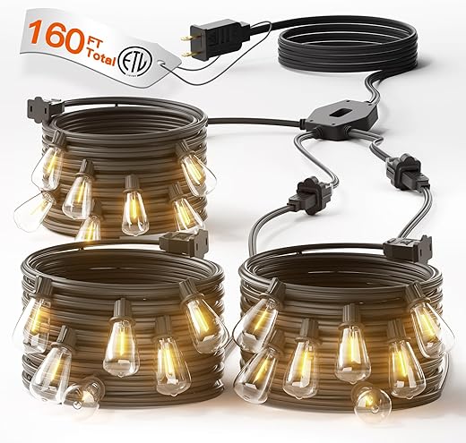 addlon Outdoor String Lights - 160FT Total