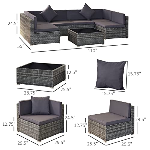 Outsunny 7-Piece Outdoor Wicker Furniture Set - Image 3