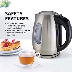 OVENTE Electric Kettle Stainless Steel 1.7 Liter