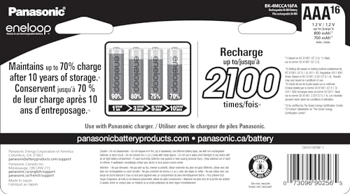 Panasonic Eneloop AAA Ni-MH Rechargeable Batteries, 16 Pack - Image 2