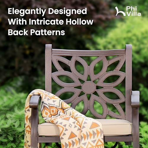 PHI VILLA Cast Aluminum Patio Dining Set, 7 Piece - Image 3