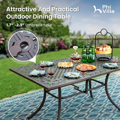 PHI VILLA Cast Aluminum Patio Dining Set, 7 Piece - Image 5