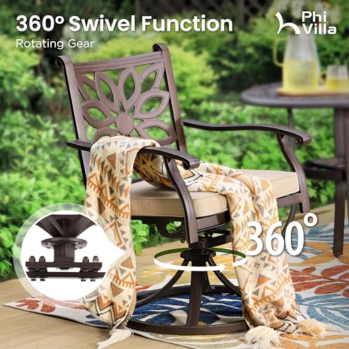 PHI VILLA Cast Aluminum Patio Dining Set, 7 Piece - Image 2