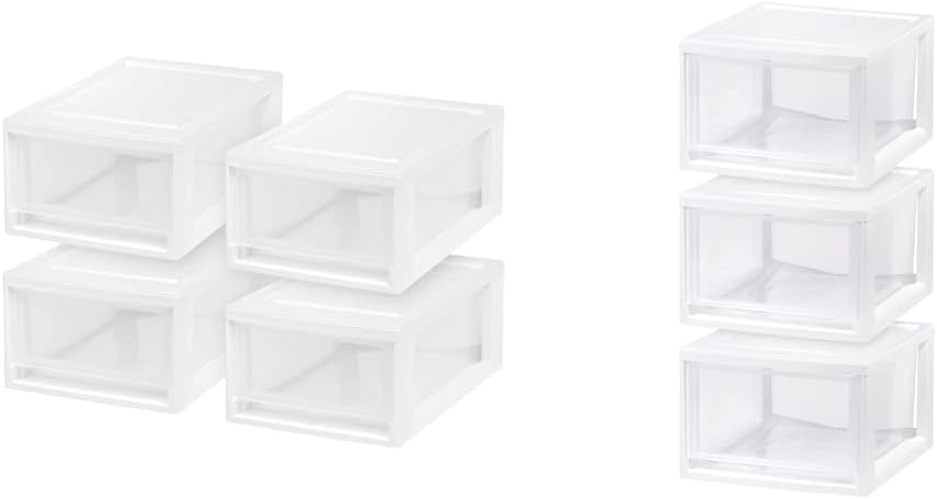 IRIS Plastic Storage Drawer Bundle, 6 & 15 Quart