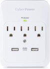 CyberPower Professional Surge Protector CSP300WUR1, 3 Outlets