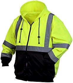Pyramex Safety RSZH32 Hi Vis Lime Zipper Sweatshirt - Image 2