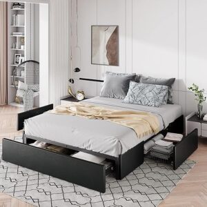 Allewie Queen Platform Bed Frame With Storage Drawers