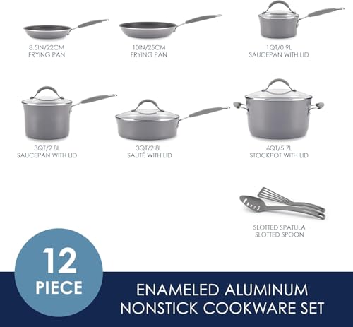 Rachael Ray 16802 Cucina Nonstick Cookware Set, Sea Salt Gray - Image 2