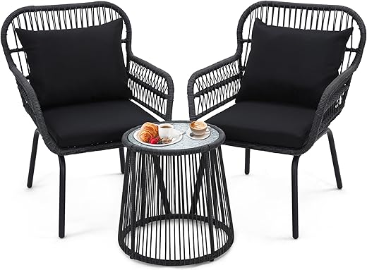 wildformers Rattan Wicker Bistro Set, Outdoor Furniture