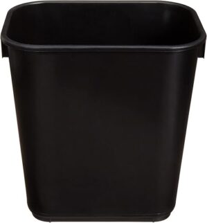Amazon Basics Rectangular Office Wastebasket, 3 Gallon, Black