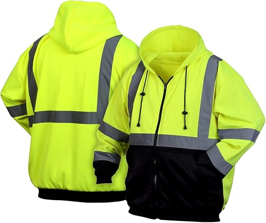 Pyramex Safety RSZH32 Hi Vis Lime Zipper Sweatshirt